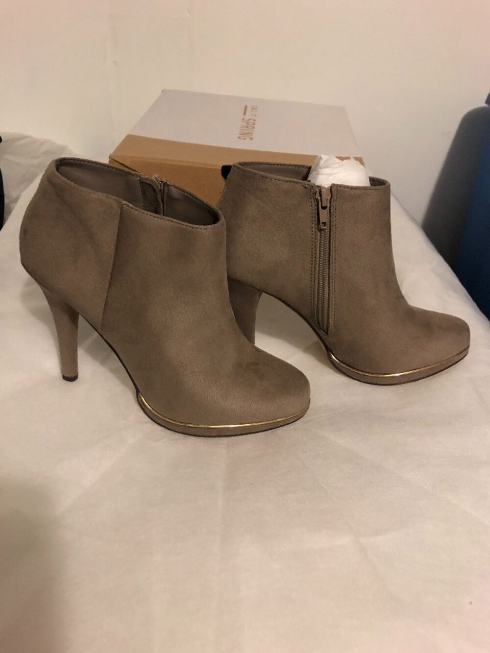 Call It Spring Henrelinia Taupe Faux Suede Booties 7.5